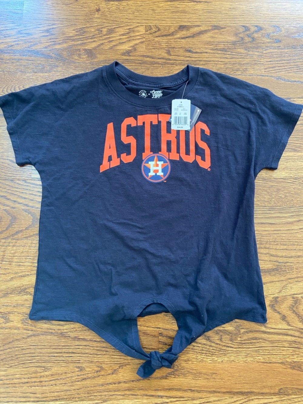 Houston Astros 100% Cotton Navy Tie-Front Logo Tee Size XSmall MLB‎ Gameday